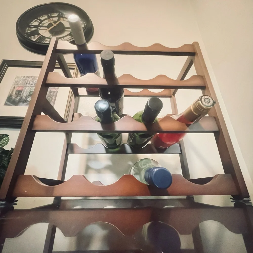 Free Standing Wine Rack - 16 Bottle - Bamboo Display Shelf - Picture 6 of 6